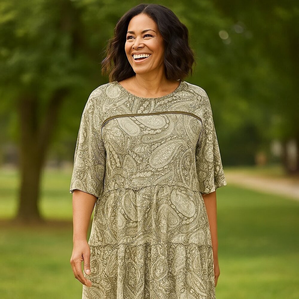 Knox Rose Tiered Paisley Boho Dress Size Medium​​​​